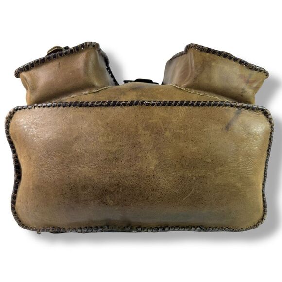 Vintage Distressed Handmade Rugged Rustic Soft Brown Tan Leather Backpack Bag - Picture 12 of 12